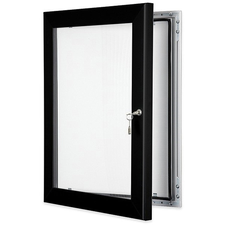 Seco Locking Poster Case, 30" x 40" Frame, Rectangle, Portrait/Landscape, Black, Weather Proof, Shatter Proof, Lockable, Rust Proof, Water Proof, Aluminum/Plastic/Polycarbonate, 1 Each