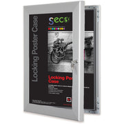 Seco Locking Poster Case, 40" x 60" Rectangle Frame, Portrait or Landscape, Anodized Silver, Weatherproof, Shatterproof, Lockable, Rustproof, Waterproof, Aluminum/Plastic/Polycarbonate, 1 Each