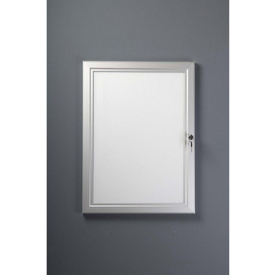 Seco Locking Poster Case, 8.5" x 11" Frame, Rectangle, Portrait/Landscape, Anodized Silver, Weatherproof, Shatterproof, Lockable, Rustproof, Waterproof, Aluminum/Plastic/Polycarbonate, 1 Each