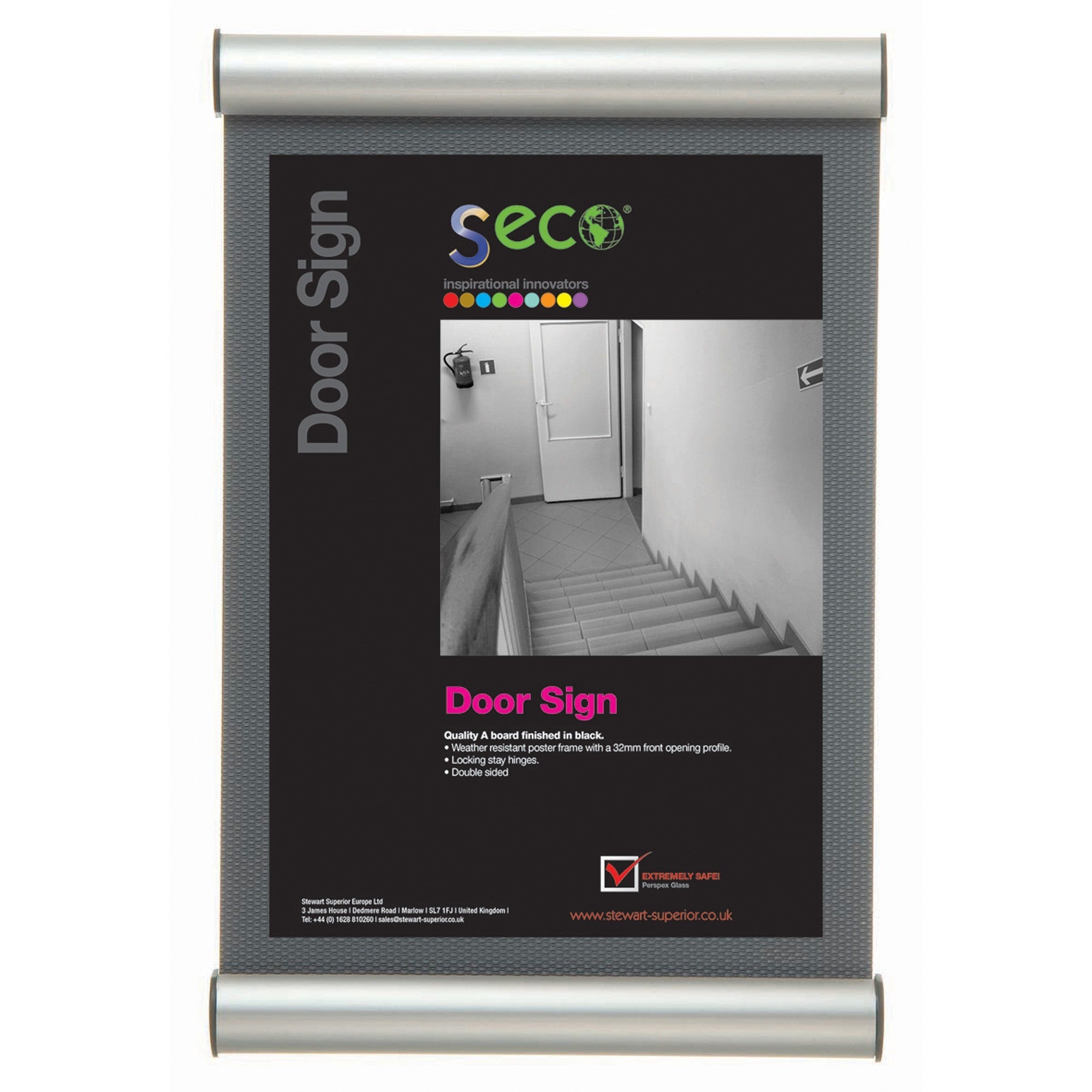 Seco Mitred Snap Frame, 8.50" x 11", Rectangle, Dual-sided, Durable Aluminum, Silver, 1 Each
