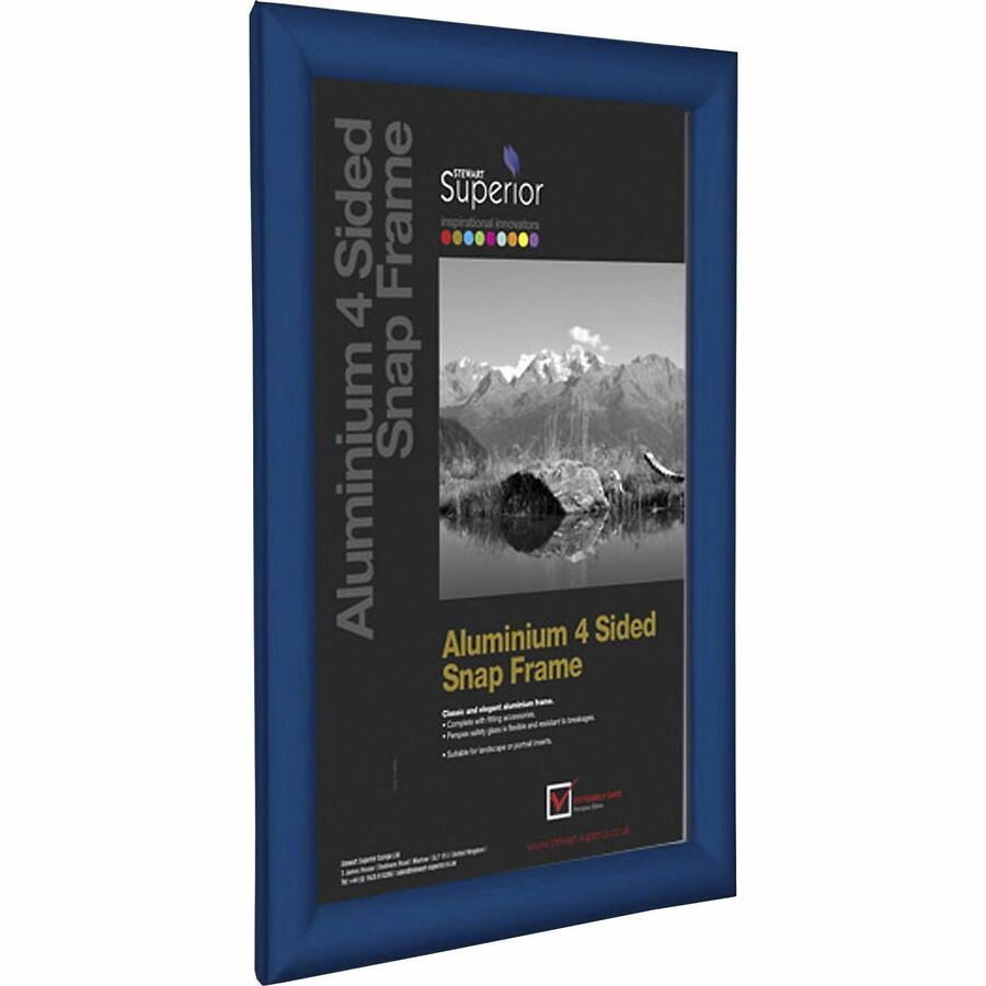 Seco Mitred Snap Frame, 11" x 17", Rectangle, Durable Aluminum, Blue, 1 Each