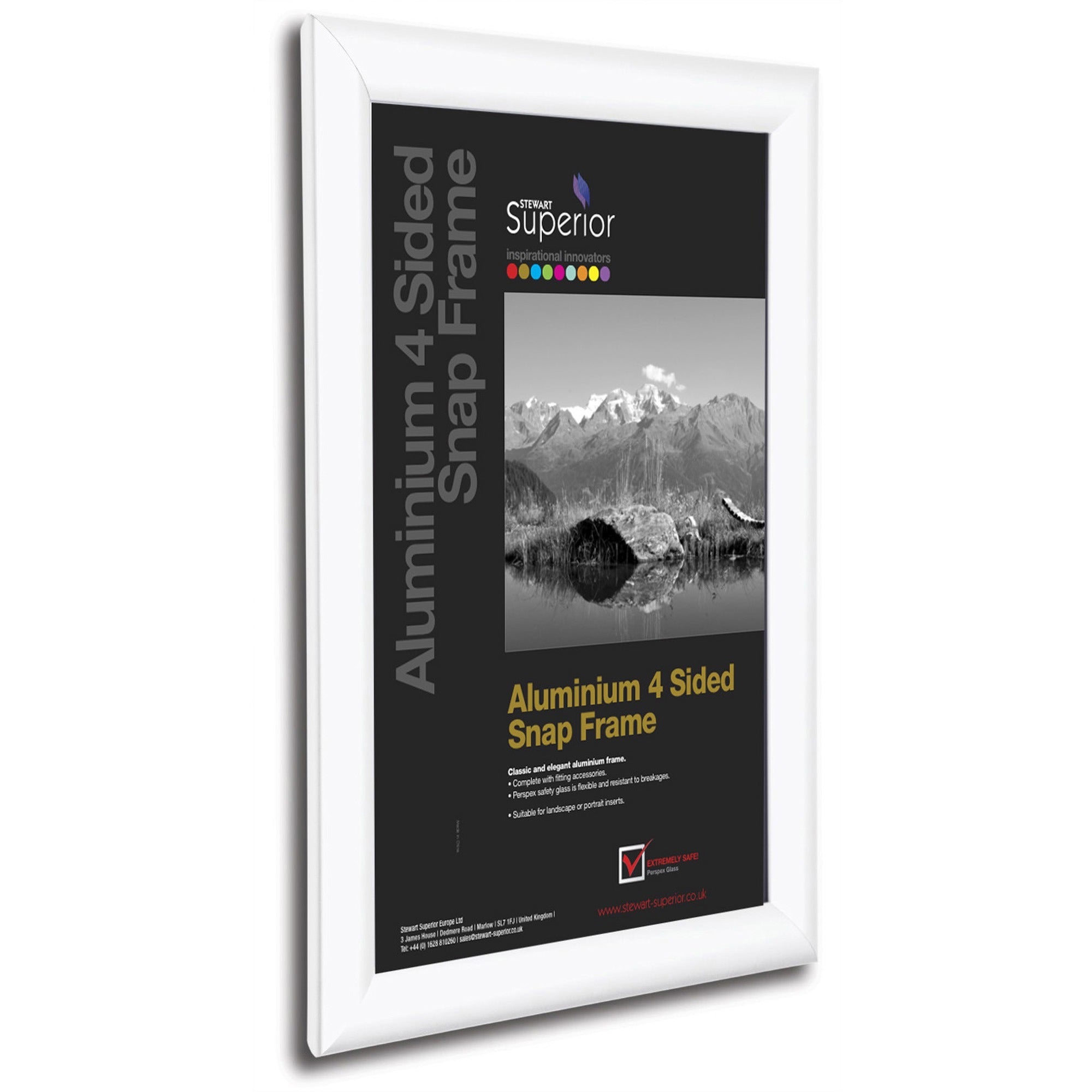 Seco Mitred Snap Frame, 18" x 24", Rectangle, Durable Aluminum, White, 1 Each