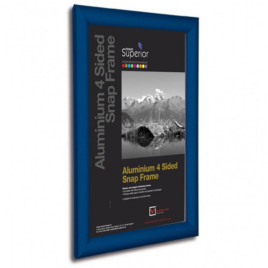 Seco Mitred Snap Frame, 24" x 36", Rectangle, Durable Aluminum, Blue, 1 Each