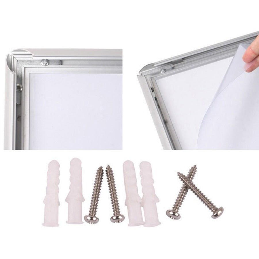 Seco Mitred Snap Frame, 8.50" x 11", Rectangle, Durable Aluminum, White, 1 Each