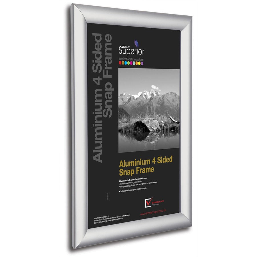 Seco Classic Snap Frame, 18" x 24", Rectangle, Black Finish, Silver Aluminum, 1 Each