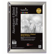 Seco Classic Snap Frame, 24" x 36", Rectangle, Black Aluminum, Silver, 1 Each