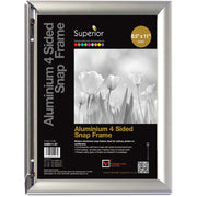 Seco Classic Snap Frame, 8.50" x 11", Rectangle, Black/Silver, Aluminum, 1 Each
