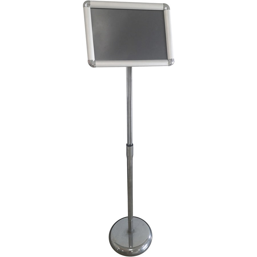Seco Height-adjustable Menuboard, 17" x 11", Rectangular, Chrome Base, Snap-frame, 1 Each