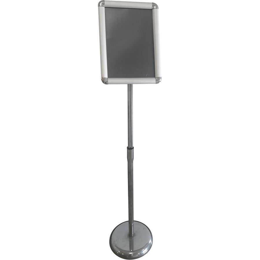 Seco Height-adjustable Menuboard, 17" x 11", Rectangular, Chrome Base, Snap-frame, 1 Each