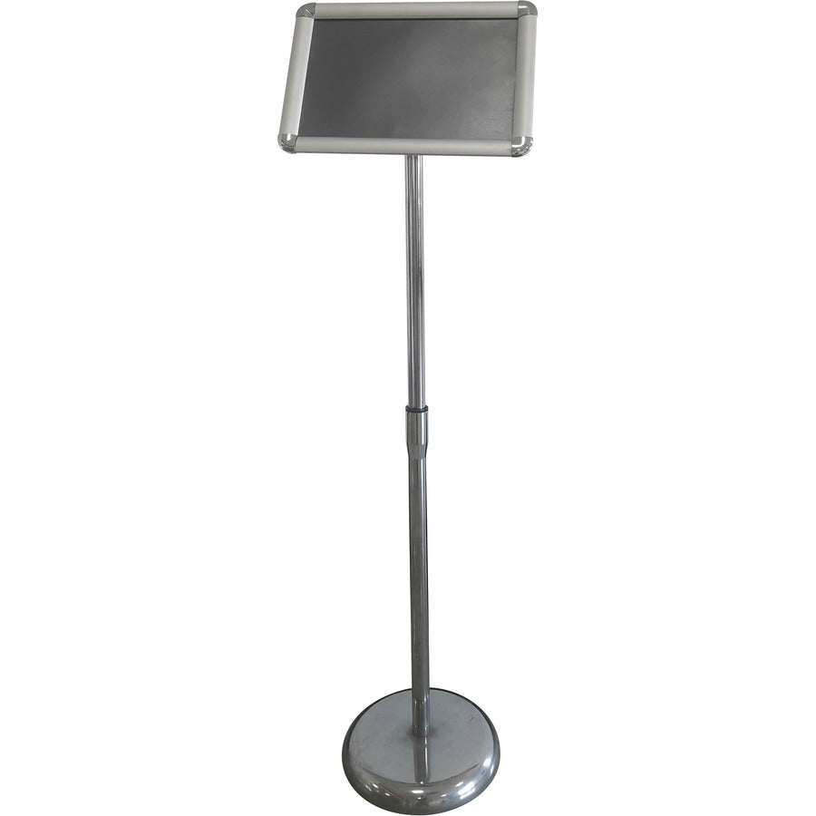 Seco Height-adjustable Menuboard, 17" x 11", Rectangular, Chrome Base, Snap-frame, 1 Each