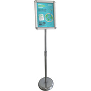 Seco Height-adjustable Menuboard, 17" x 11", Rectangular, Chrome Base, Snap-frame, 1 Each