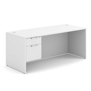 OfficeSource OS Laminate Collection Single 3/4 Pedestal Desk - 71" x 30" - White