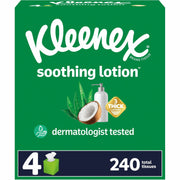Kleenex Soothing Lotion Tissues - 3 Ply - WhiteBox - 60/Box - 4 / Pack