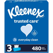 Kleenex trusted care Tissues - 2 Ply - 8.40" Width x 8.50" Length - White - 160/Box - 3 / Pack
