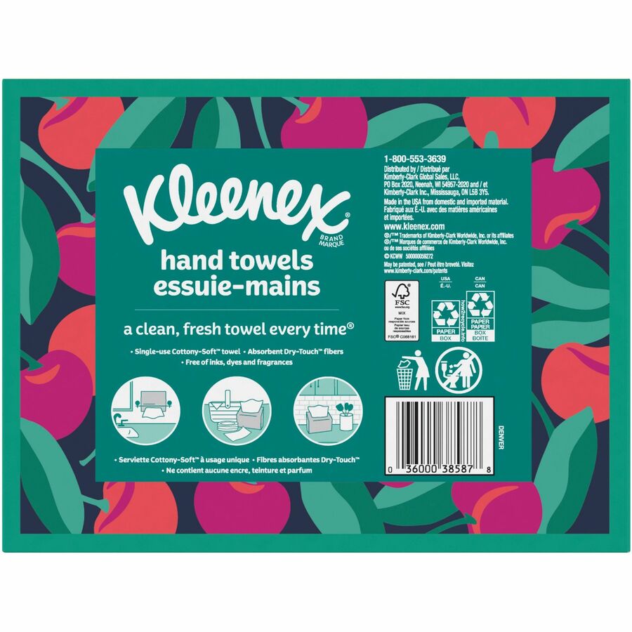 Kleenex Disposable Hand Towels - 1 Ply - 8" Width x 9.10" Length - White - Paper/ - 1 Box