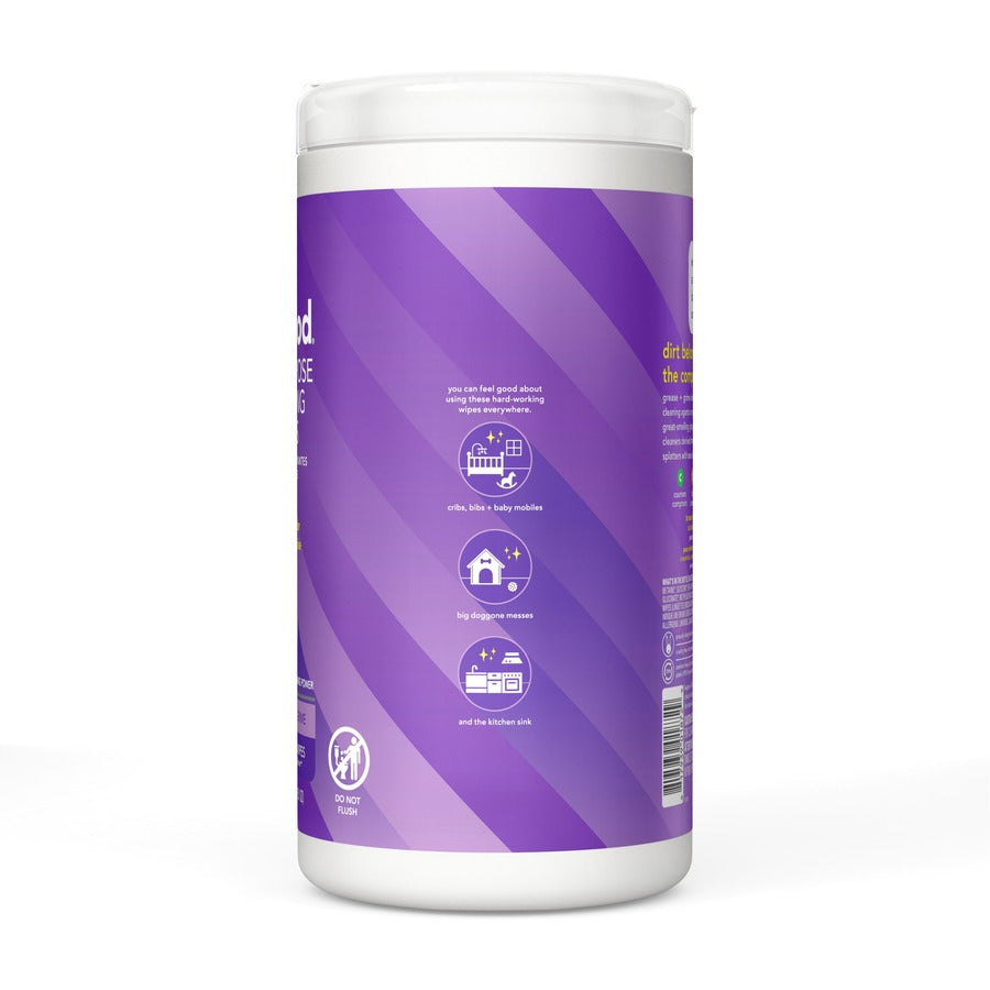 Method All-purpose Cleaning Wipes - French Lavender Scent - Pleasant Scent - Purple - 70/Tub - 1 Each