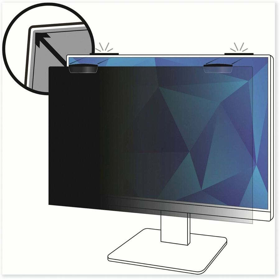 3M Privacy Screen Filter Black - For 23" Widescreen LCD Monitor - 16:9 - Scratch Resistant, Fingerprint Resistant - Anti-glare - 1