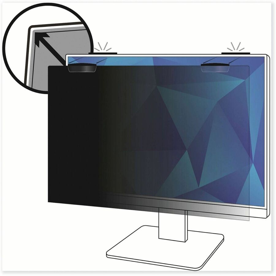 3M Privacy Screen Filter Black - For 24" Widescreen LCD Monitor - 16:10 - Scratch Resistant, Fingerprint Resistant - Anti-glare