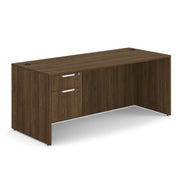 OfficeSource OS Laminate Collection Single 3/4 Pedestal Desk - 71" x 30" - Modern Walnut