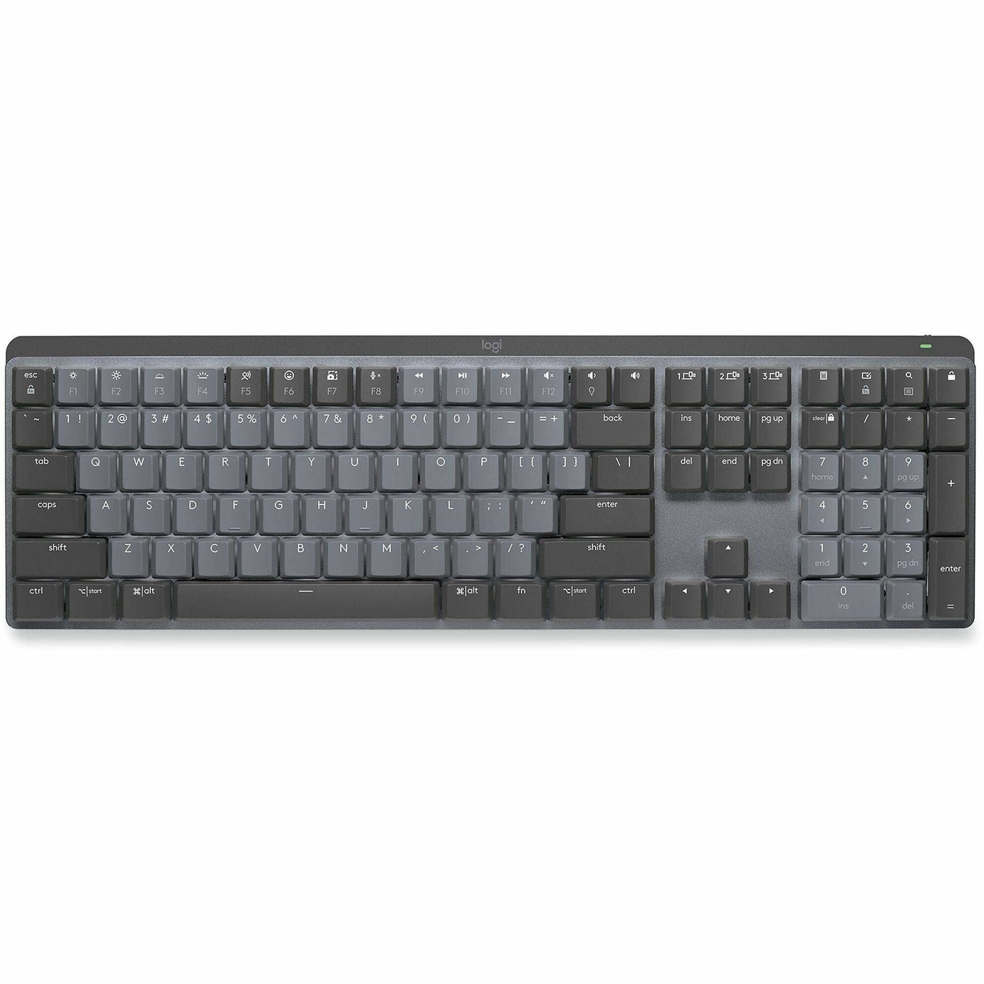Wireless Connectivity - Bluetooth - 33 ft - USB Interface - Windows 10, Windows 11, macOS 10.15, iOS 14, iPadOS 14, Linux, ChromeOS, Android 8.0 - PC, Mac - Mechanical Keyswitch - Proprietary Battery Size Battery Size Supported - Graphite