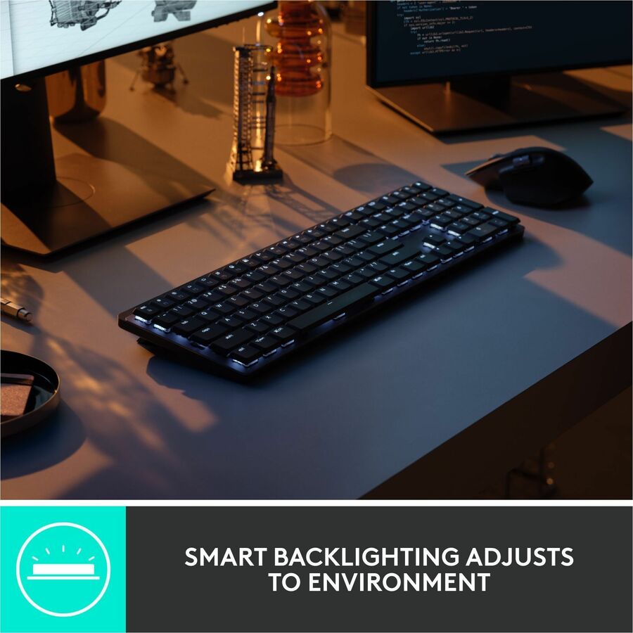 Wireless Connectivity - Bluetooth - 33 ft - USB Interface - Windows 10, Windows 11, macOS 10.15, iOS 14, iPadOS 14, Linux, ChromeOS, Android 8.0 - PC, Mac - Mechanical Keyswitch - Proprietary Battery Size Battery Size Supported - Graphite