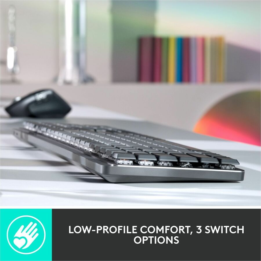 Wireless Connectivity - Bluetooth - 33 ft - USB Interface - Windows 10, Windows 11, macOS 10.15, iOS 14, iPadOS 14, Linux, ChromeOS, Android 8.0 - PC, Mac - Mechanical Keyswitch - Proprietary Battery Size Battery Size Supported - Graphite