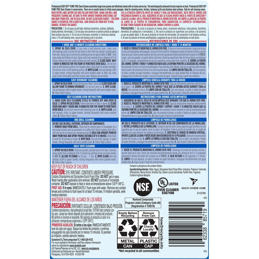 Professional Easy-Off Fume Free Over Cleaner - 24 oz (1.50 lb) - Lemon Scent - Fume-free - White - 1 Each
