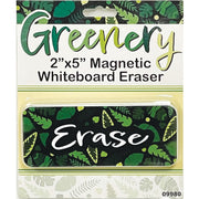 Magnetic Whiteboard Eraser, Greenery with Erase, 2" x 5"