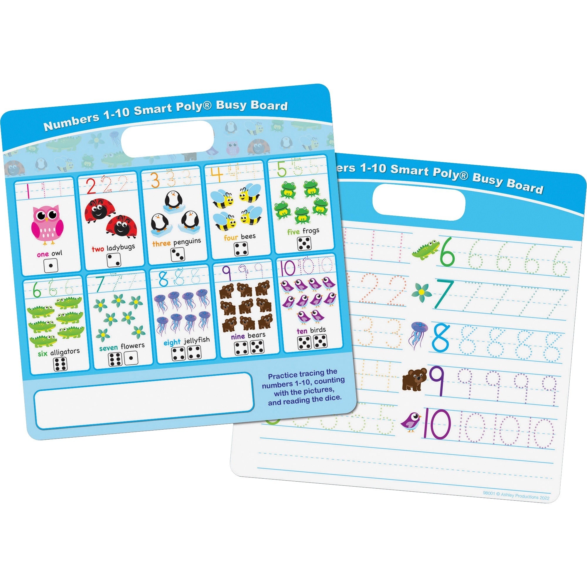 Smart Poly® Educational Activity Busy Board, Dry Erase with Marker, 10-3/4" x 10-3/4", Numbers 1 to 10