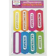 Magnetic Die-Cut Timesavers & Labels, Days of the Week, White Polka Dots On Assorted Colors, 8 Pieces