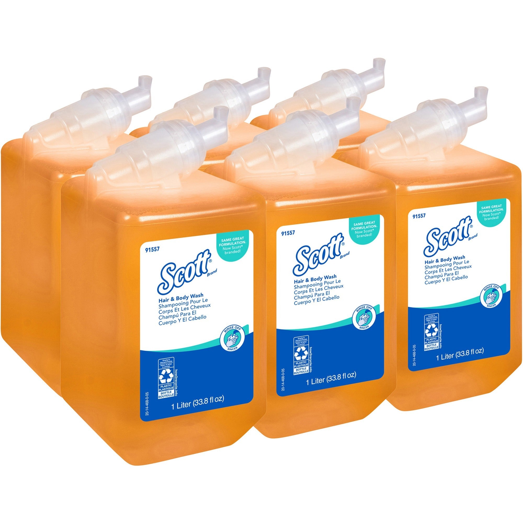 Citrus Scent - 33.8 fl oz (1000 mL) - Hair, Body - Yellow - Pleasant Scent, Residue-free - 6 / Carton