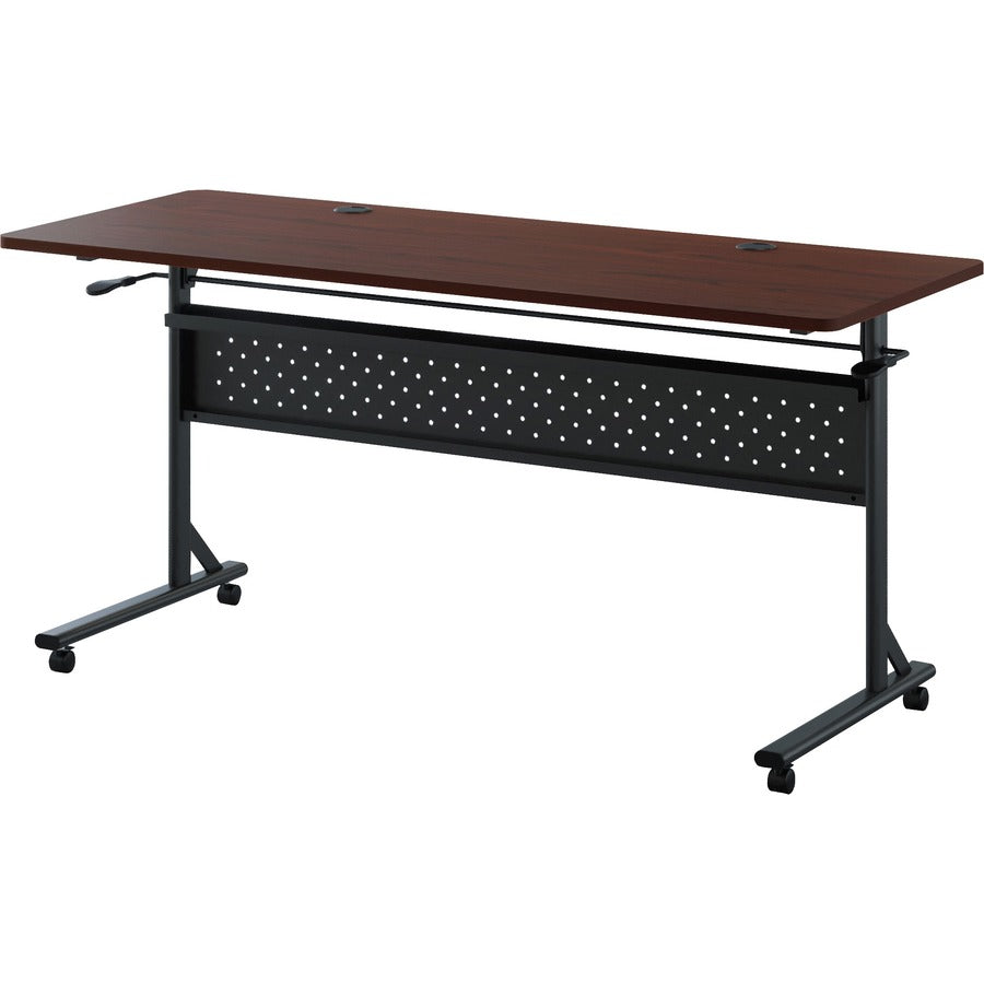 Lorell Shift 2.0 Flip and Nesting Mobile Table - Laminated Rectangle Top - 198 lb Capacity - 60" Table Top Length x 24" Table Top Width x 1" Table Top Thickness - 29.50" Height - Assembly Required - Mahogany - 1 Each