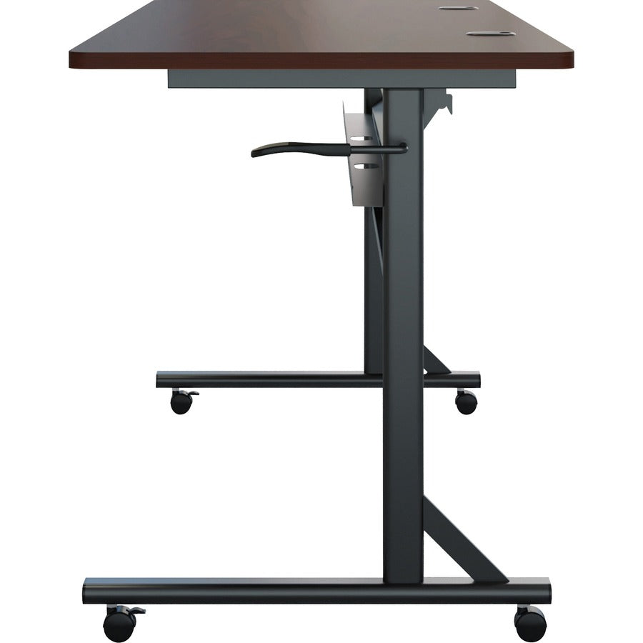 Lorell Shift 2.0 Flip and Nesting Mobile Table - Laminated Rectangle Top - 198 lb Capacity - 60" Table Top Length x 24" Table Top Width x 1" Table Top Thickness - 29.50" Height - Assembly Required - Mahogany - 1 Each