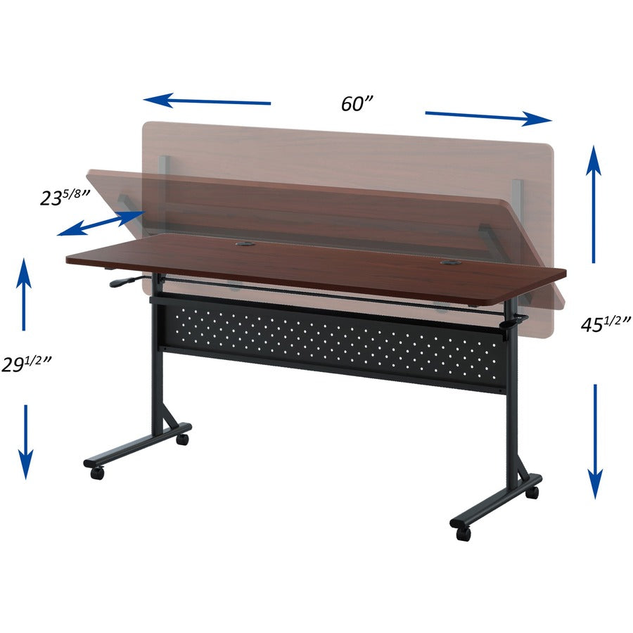 Lorell Shift 2.0 Flip and Nesting Mobile Table - Laminated Rectangle Top - 198 lb Capacity - 60" Table Top Length x 24" Table Top Width x 1" Table Top Thickness - 29.50" Height - Assembly Required - Mahogany - 1 Each