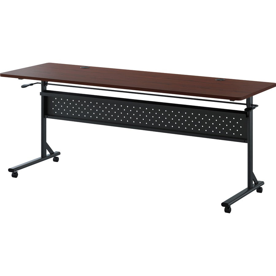 Lorell Shift 2.0 Flip and Nesting Mobile Table - Laminated Rectangle Top - 198 lb Capacity - 72" Table Top Length x 24" Table Top Width x 1" Table Top Thickness - 29.50" Height - Assembly Required - Mahogany - 1 Each