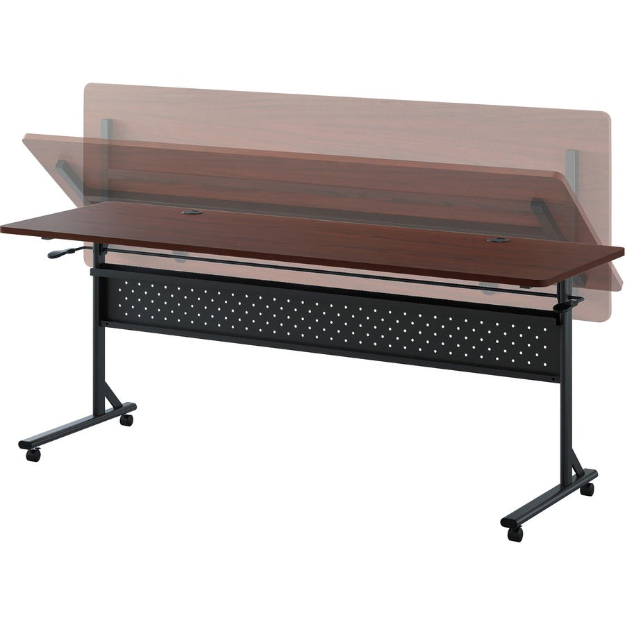 Lorell Shift 2.0 Flip and Nesting Mobile Table - Laminated Rectangle Top - 198 lb Capacity - 72" Table Top Length x 24" Table Top Width x 1" Table Top Thickness - 29.50" Height - Assembly Required - Mahogany - 1 Each