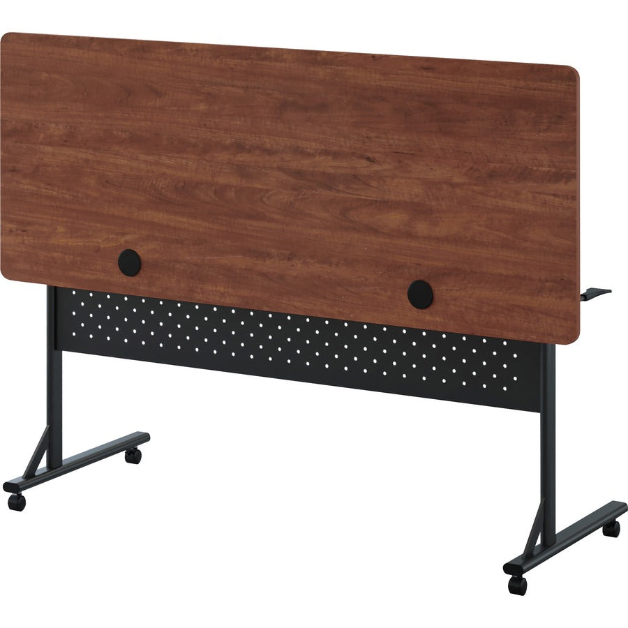 Lorell Shift 2.0 Flip and Nesting Mobile Table - Laminated Rectangle Top - 198 lb Capacity - 60" Table Top Length x 24" Table Top Width x 1" Table Top Thickness - 29.50" Height - Assembly Required - Cherry - 1 Each