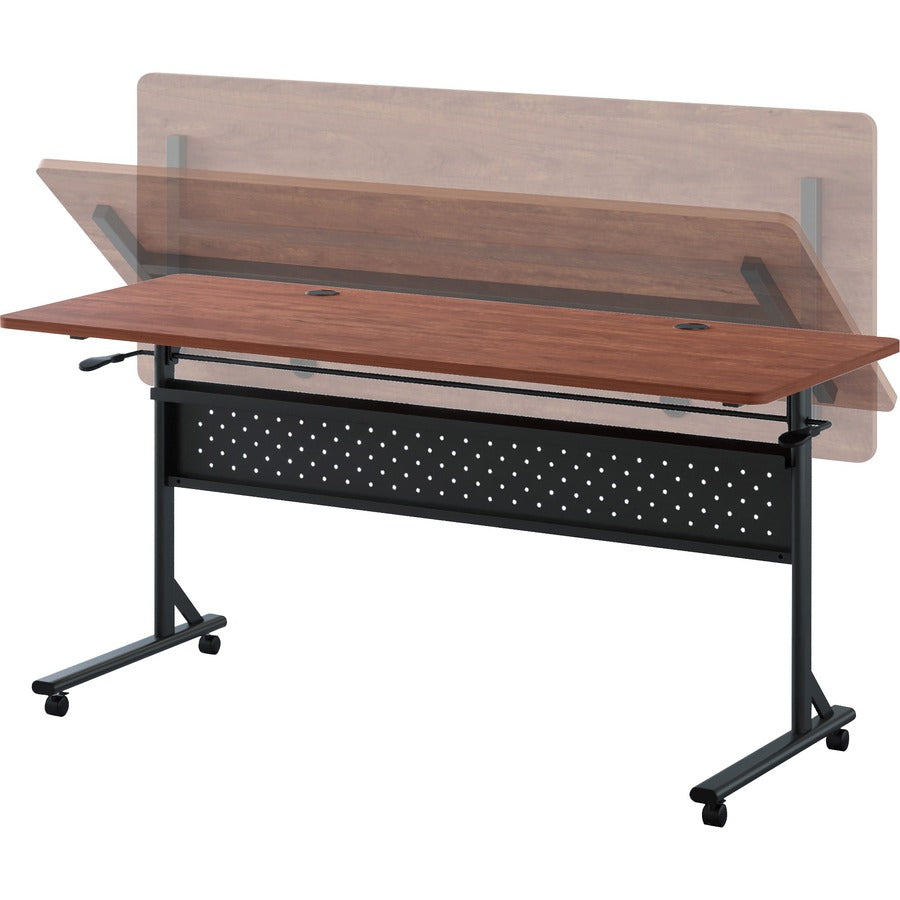 Lorell Shift 2.0 Flip and Nesting Mobile Table - Laminated Rectangle Top - 198 lb Capacity - 60" Table Top Length x 24" Table Top Width x 1" Table Top Thickness - 29.50" Height - Assembly Required - Cherry - 1 Each