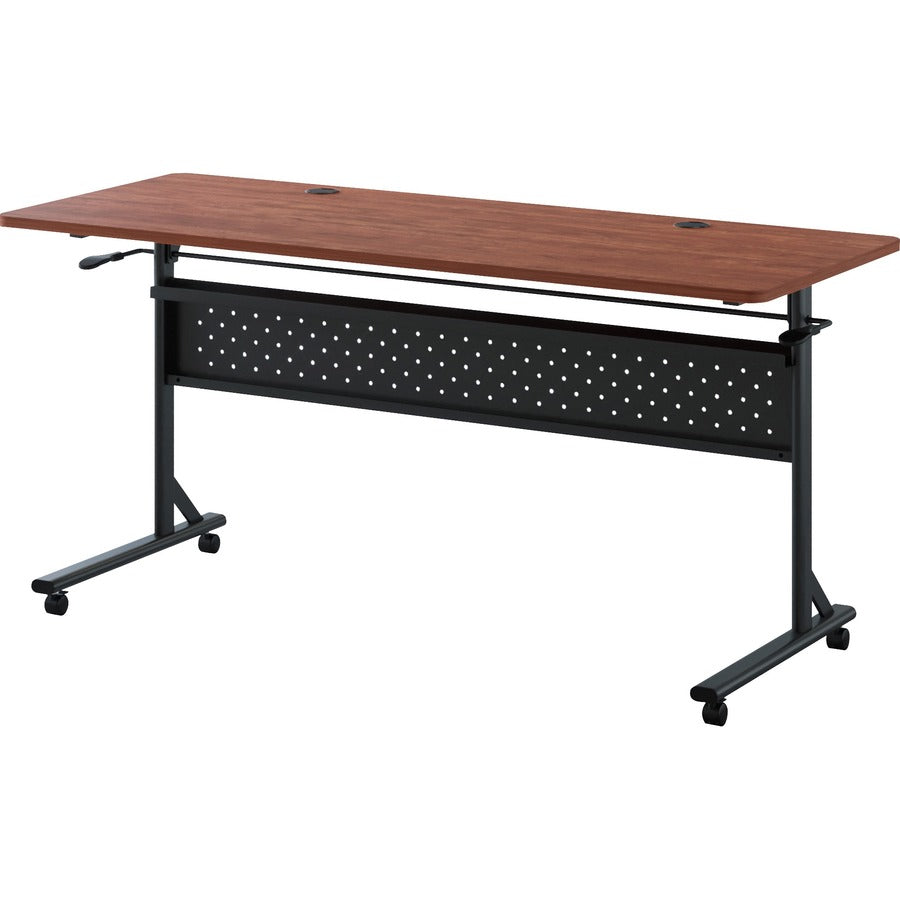 Lorell Shift 2.0 Flip and Nesting Mobile Table - Laminated Rectangle Top - 198 lb Capacity - 60" Table Top Length x 24" Table Top Width x 1" Table Top Thickness - 29.50" Height - Assembly Required - Cherry - 1 Each