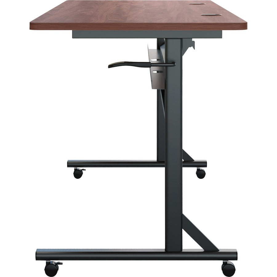 Lorell Shift 2.0 Flip and Nesting Mobile Table - Laminated Rectangle Top - 198 lb Capacity - 60" Table Top Length x 24" Table Top Width x 1" Table Top Thickness - 29.50" Height - Assembly Required - Cherry - 1 Each