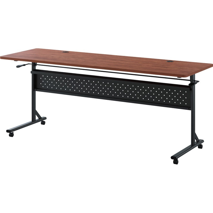 Lorell Shift 2.0 Flip and Nesting Mobile Table - Laminated Rectangle Top - 198 lb Capacity - 72" Table Top Length x 24" Table Top Width x 1" Table Top Thickness - 29.50" Height - Assembly Required - Cherry - 1 Each
