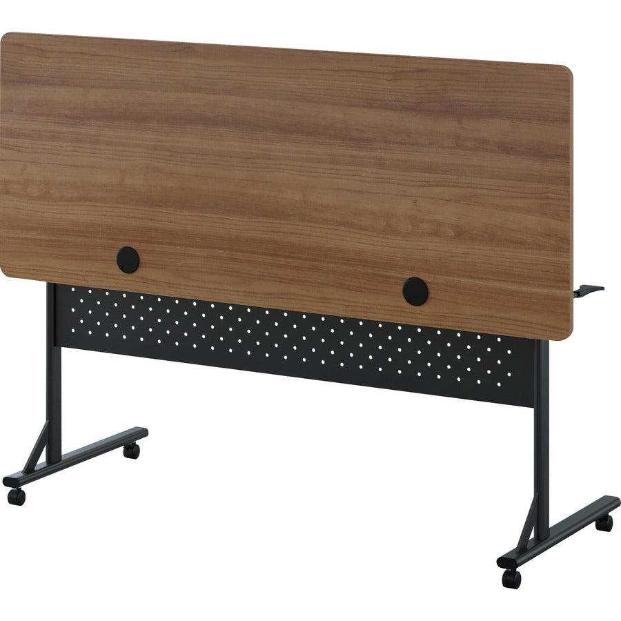 Lorell Shift 2.0 Flip and Nesting Mobile Table - Laminated Rectangle Top - 198 lb Capacity - 60" Table Top Length x 24" Table Top Width x 1" Table Top Thickness - 29.50" Height - Assembly Required - Walnut - 1 Each