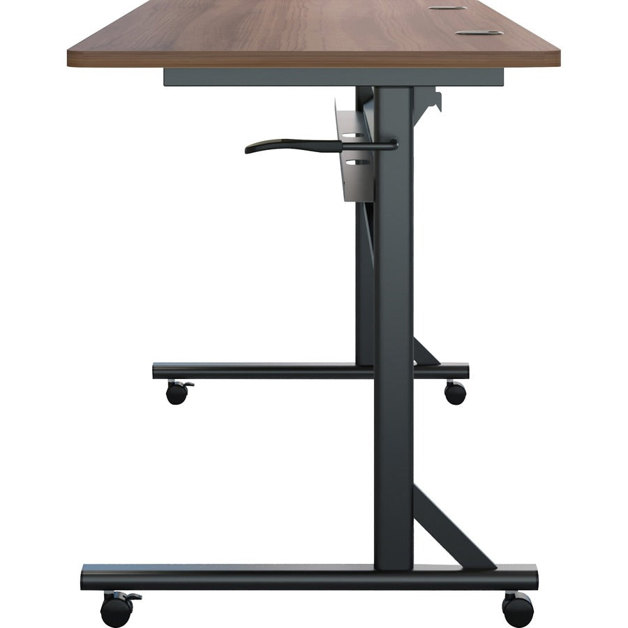 Lorell Shift 2.0 Flip and Nesting Mobile Table - Laminated Rectangle Top - 198 lb Capacity - 60" Table Top Length x 24" Table Top Width x 1" Table Top Thickness - 29.50" Height - Assembly Required - Walnut - 1 Each