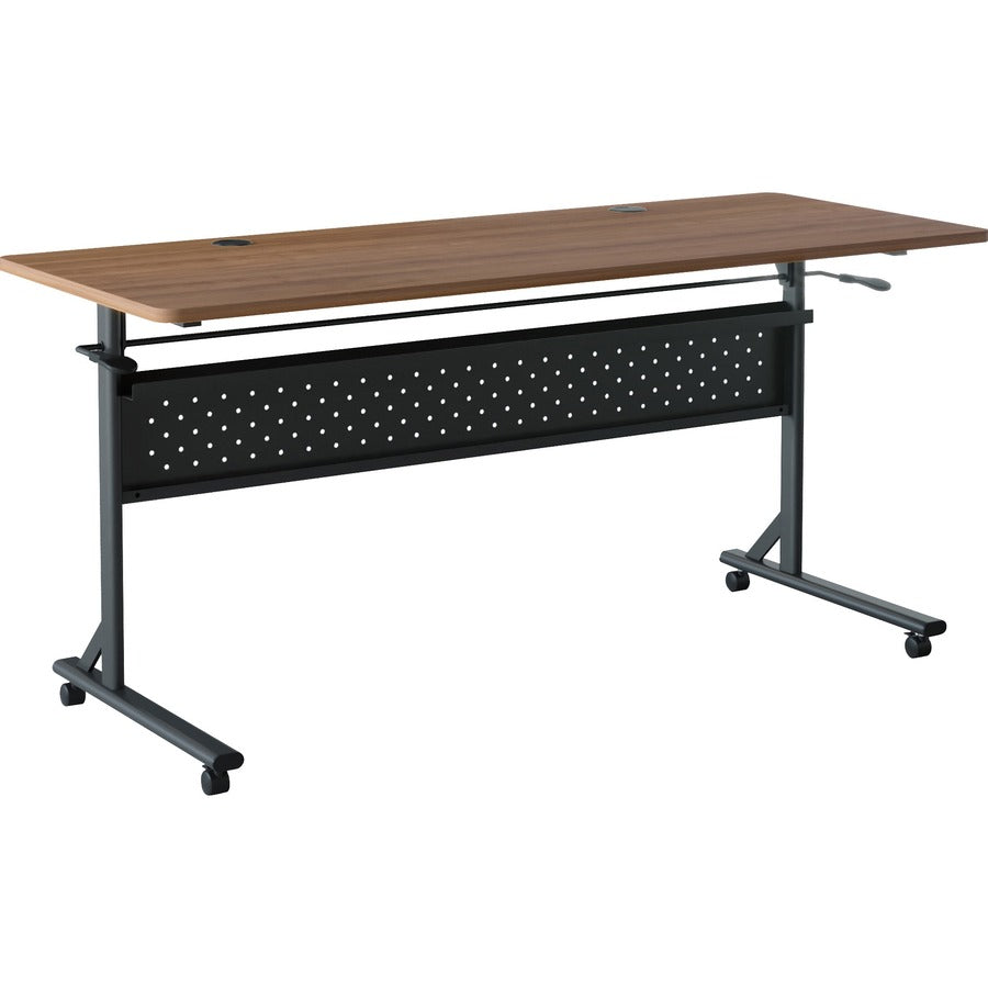Lorell Shift 2.0 Flip and Nesting Mobile Table - Laminated Rectangle Top - 198 lb Capacity - 60" Table Top Length x 24" Table Top Width x 1" Table Top Thickness - 29.50" Height - Assembly Required - Walnut - 1 Each