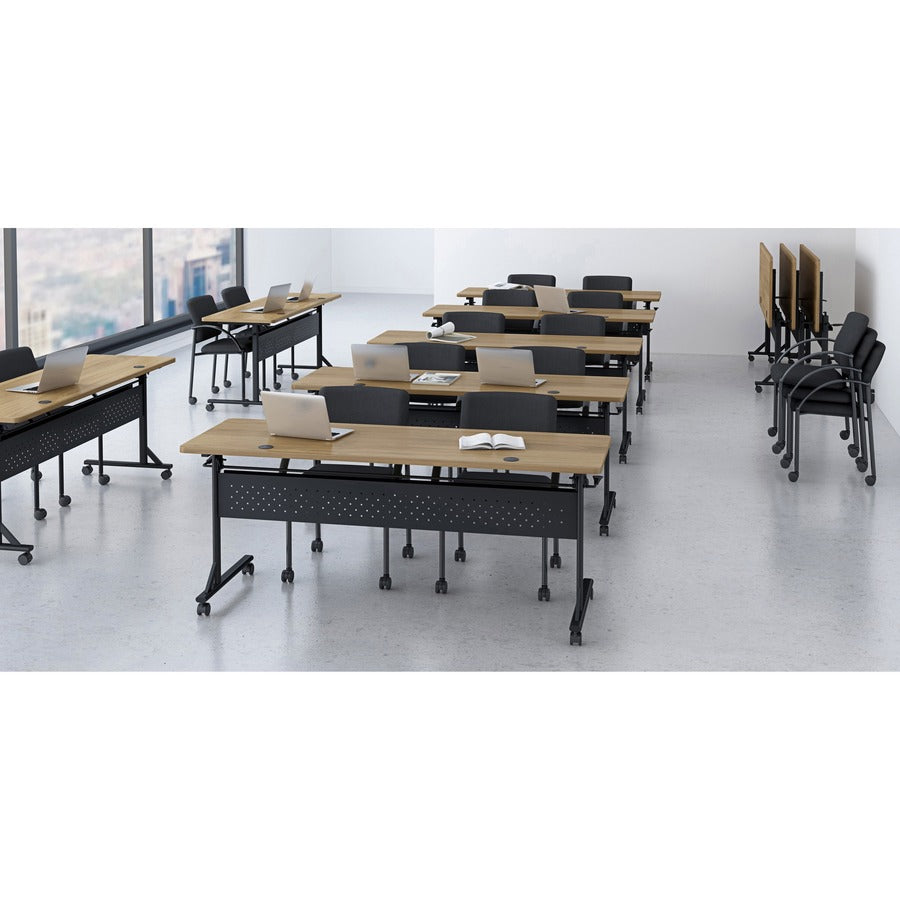 Lorell Shift 2.0 Flip and Nesting Mobile Table - Laminated Rectangle Top - 198 lb Capacity - 60" Table Top Length x 24" Table Top Width x 1" Table Top Thickness - 29.50" Height - Assembly Required - Walnut - 1 Each