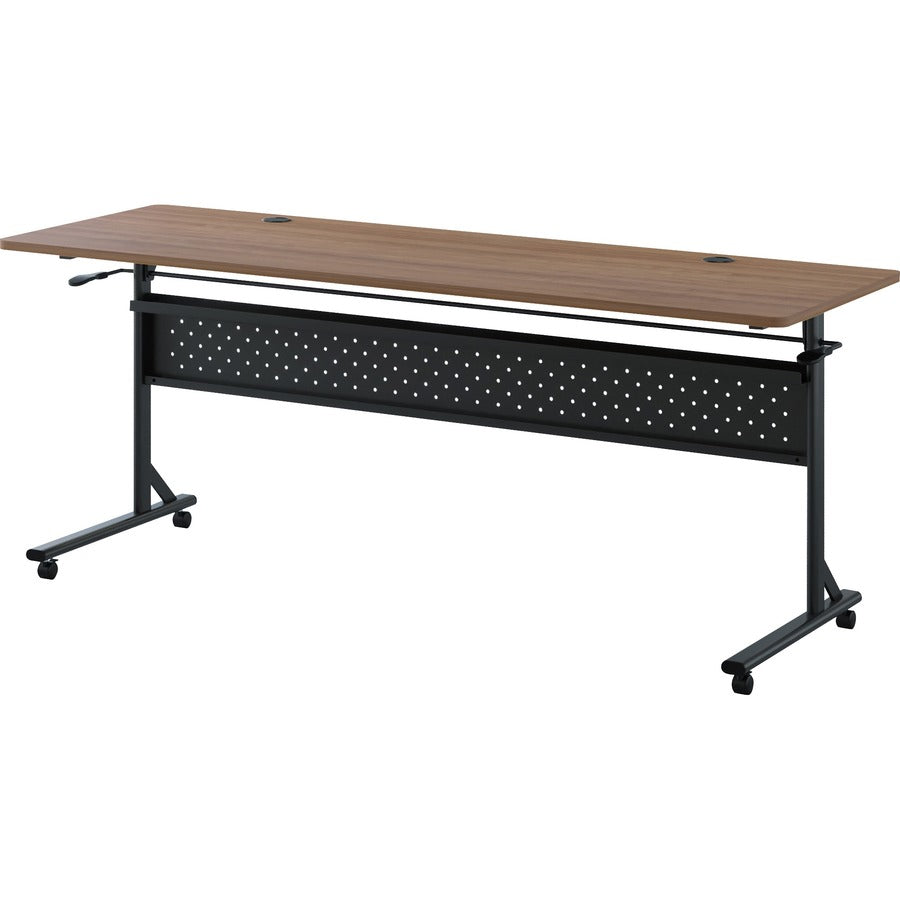 Lorell Shift 2.0 Flip and Nesting Mobile Table - Laminated Rectangle Top - 198 lb Capacity - 72" Table Top Length x 24" Table Top Width x 1" Table Top Thickness - 29.50" Height - Assembly Required - Walnut - 1 Each