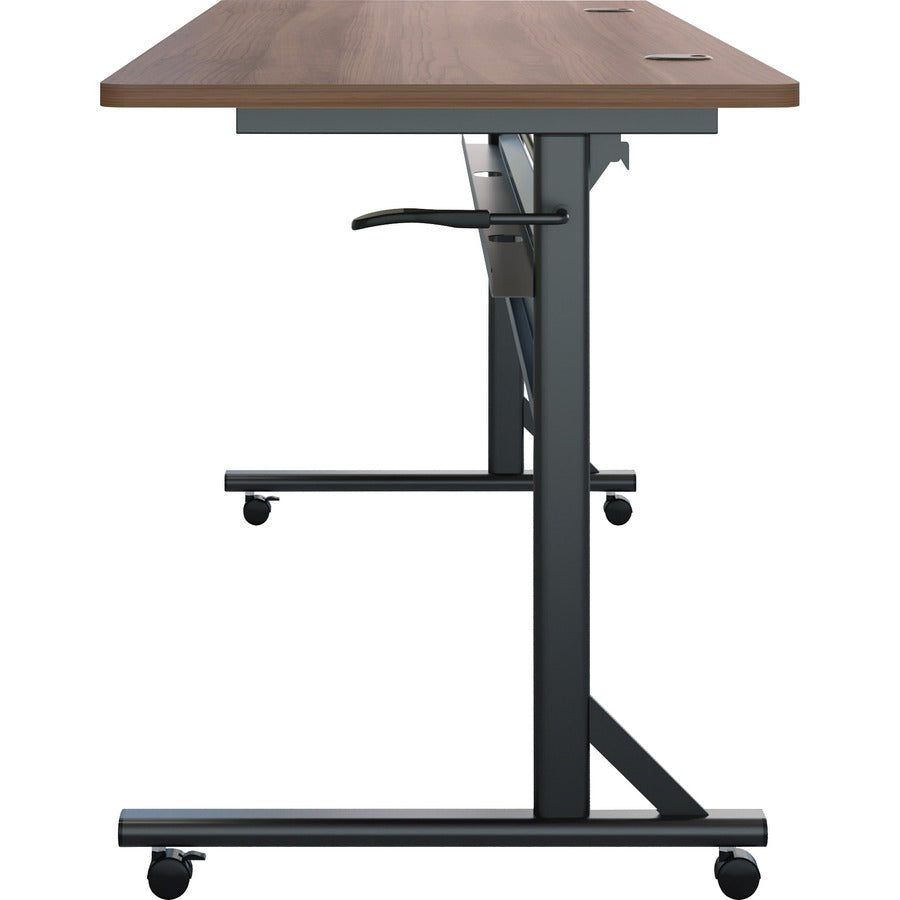 Lorell Shift 2.0 Flip and Nesting Mobile Table - Laminated Rectangle Top - 198 lb Capacity - 72" Table Top Length x 24" Table Top Width x 1" Table Top Thickness - 29.50" Height - Assembly Required - Walnut - 1 Each