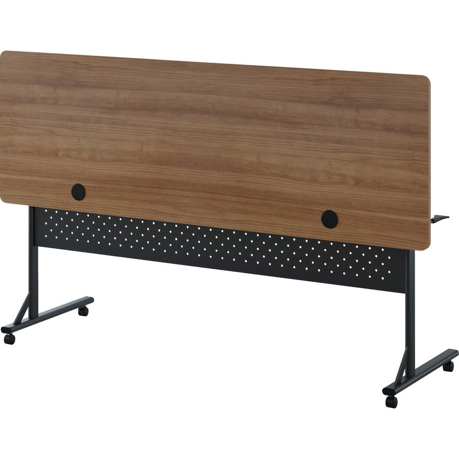 Lorell Shift 2.0 Flip and Nesting Mobile Table - Laminated Rectangle Top - 198 lb Capacity - 72" Table Top Length x 24" Table Top Width x 1" Table Top Thickness - 29.50" Height - Assembly Required - Walnut - 1 Each