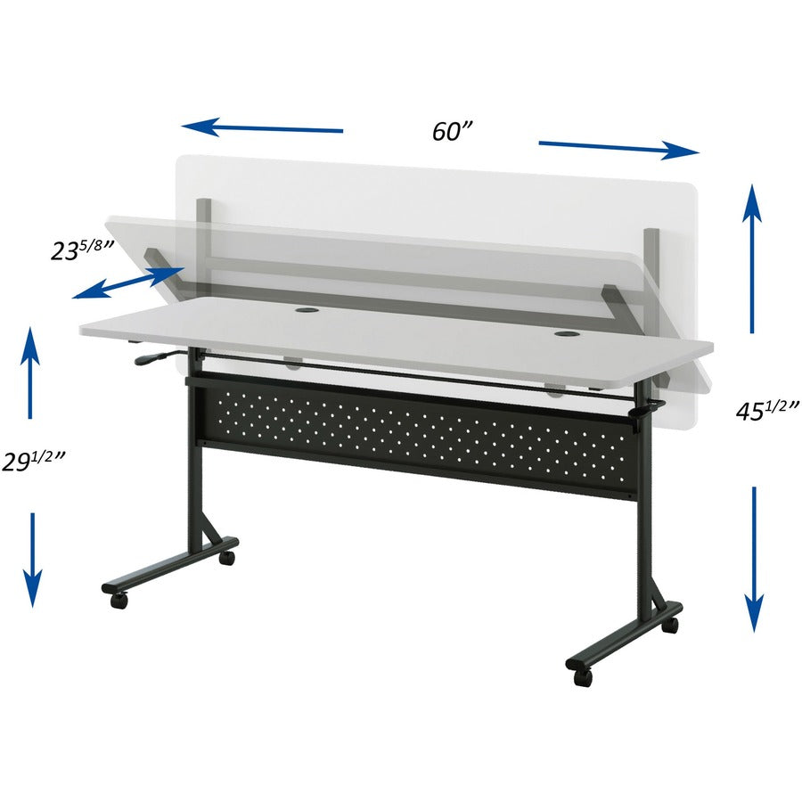 Lorell Shift 2.0 Flip and Nesting Mobile Table - Laminated Rectangle Top - 198 lb Capacity - 60" Table Top Length x 24" Table Top Width x 1" Table Top Thickness - 29.50" Height - Assembly Required - Gray - 1 Each