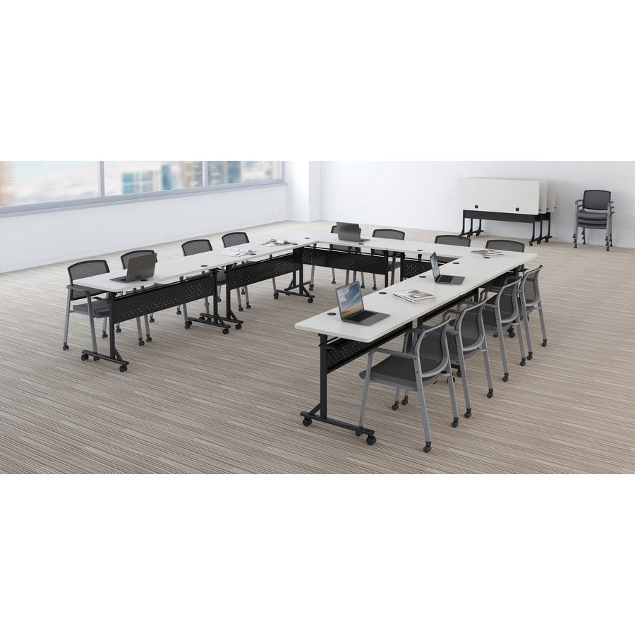 Lorell Shift 2.0 Flip and Nesting Mobile Table - Laminated Rectangle Top - 198 lb Capacity - 60" Table Top Length x 24" Table Top Width x 1" Table Top Thickness - 29.50" Height - Assembly Required - Gray - 1 Each